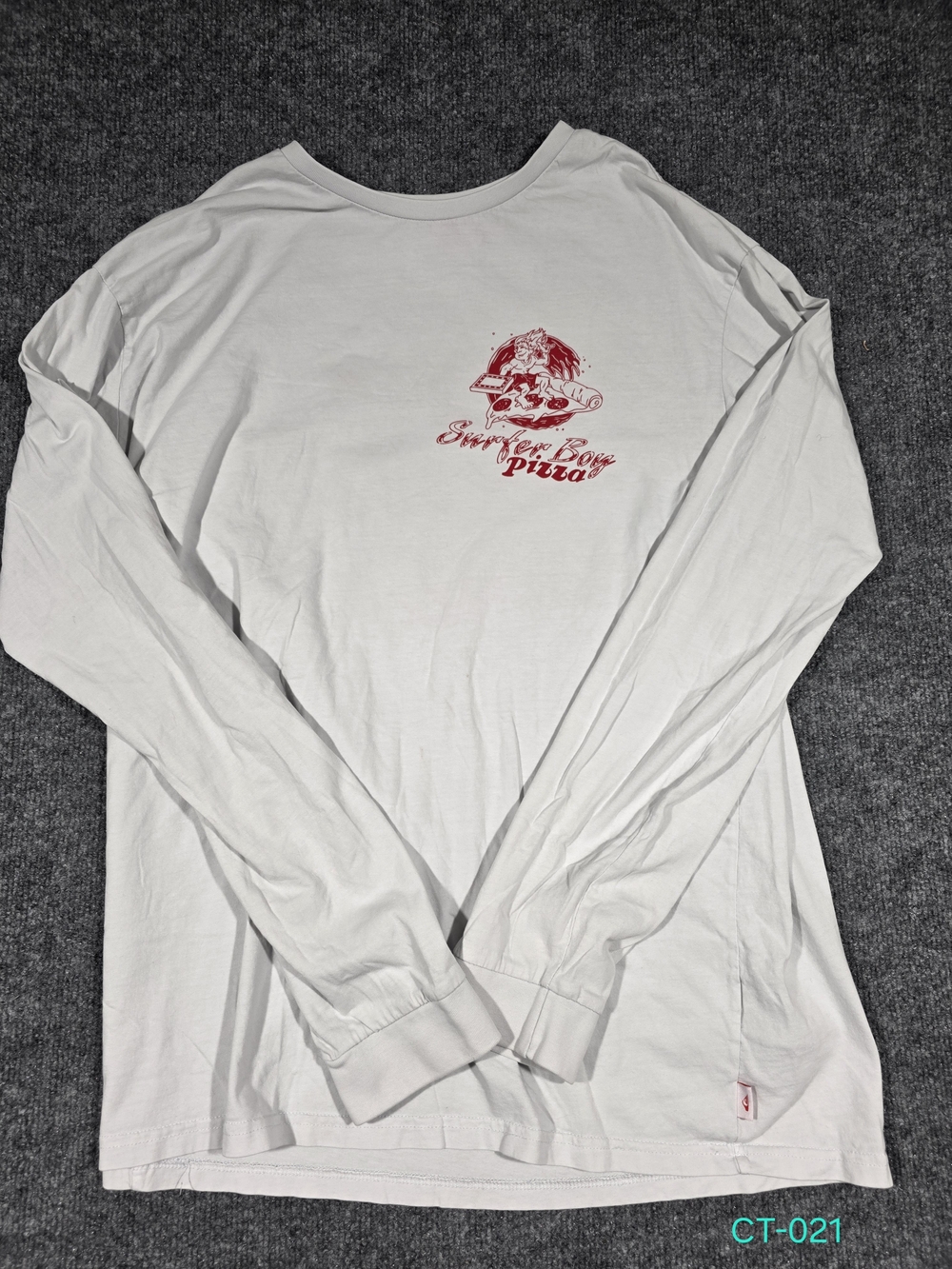 Stranger Things Quicksilver Surfer Boy Pizza White Long Sleeve T-shirt XL